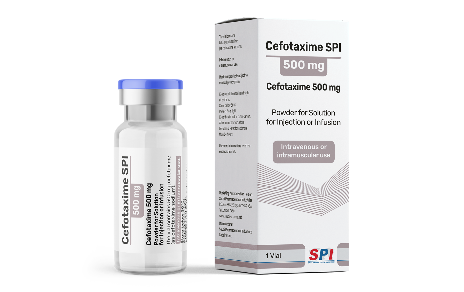 Cefotaxime SPI 500 mg Powder for Solution for Injection or Infusion